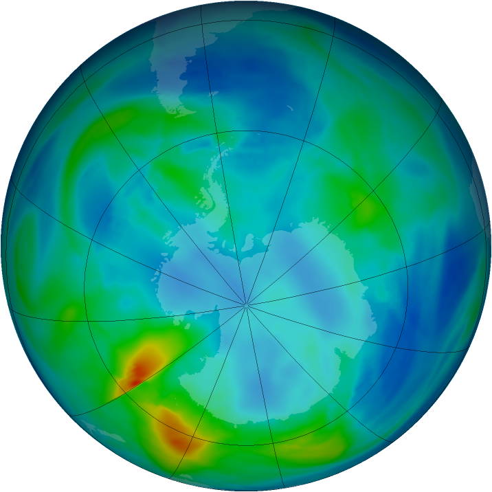 Antarctic ozone map for 01 May 2005